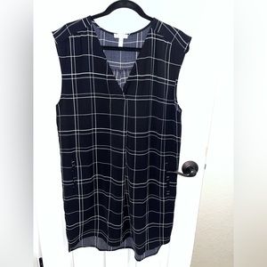 V neck plaid shift dress